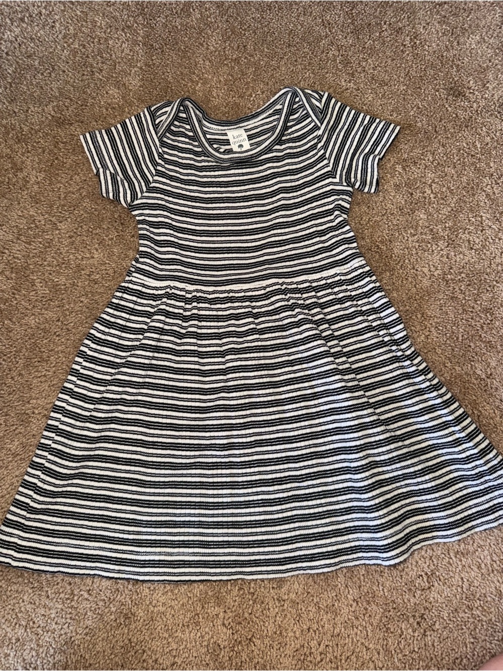 kate quinn Black & White Striped Short Sleeve Dress